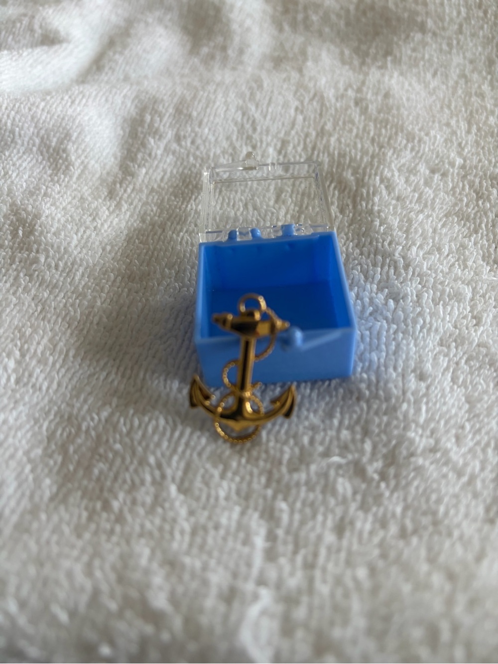 Gold Anchor Lapel Pin - Blue Accent